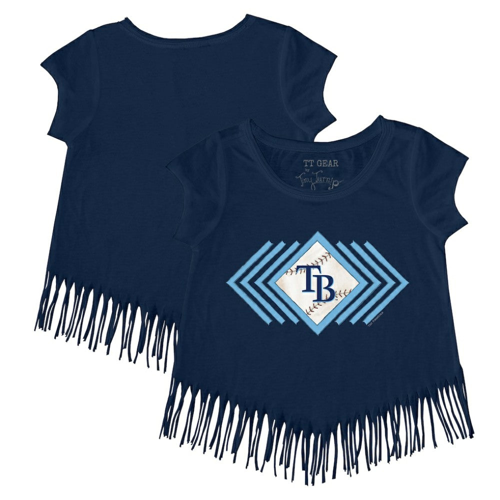 Tampa Bay Rays Tiny Turnip Girls Youth Prism Arrows Fringe T-Shirt Navy