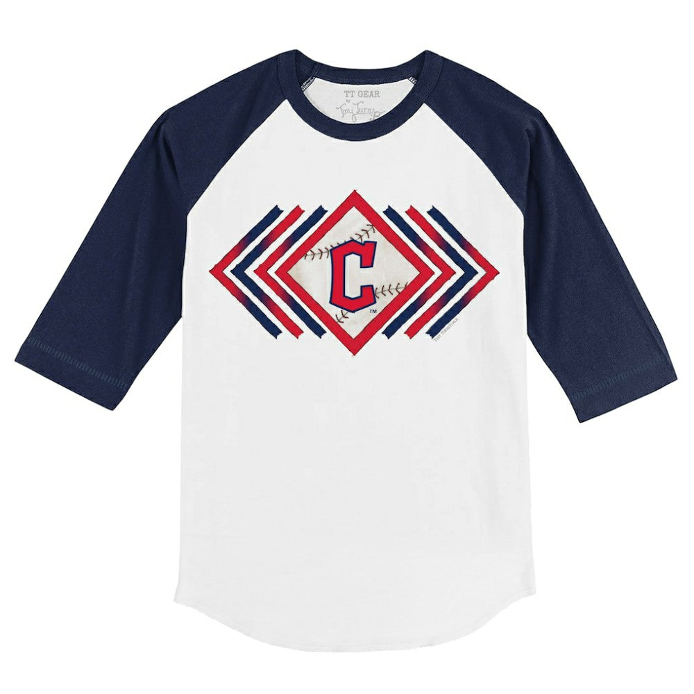 Cleveland Guardians Tiny Turnip Youth Prism Arrows 3/4-Sleeve Raglan T-Shirt White/Navy