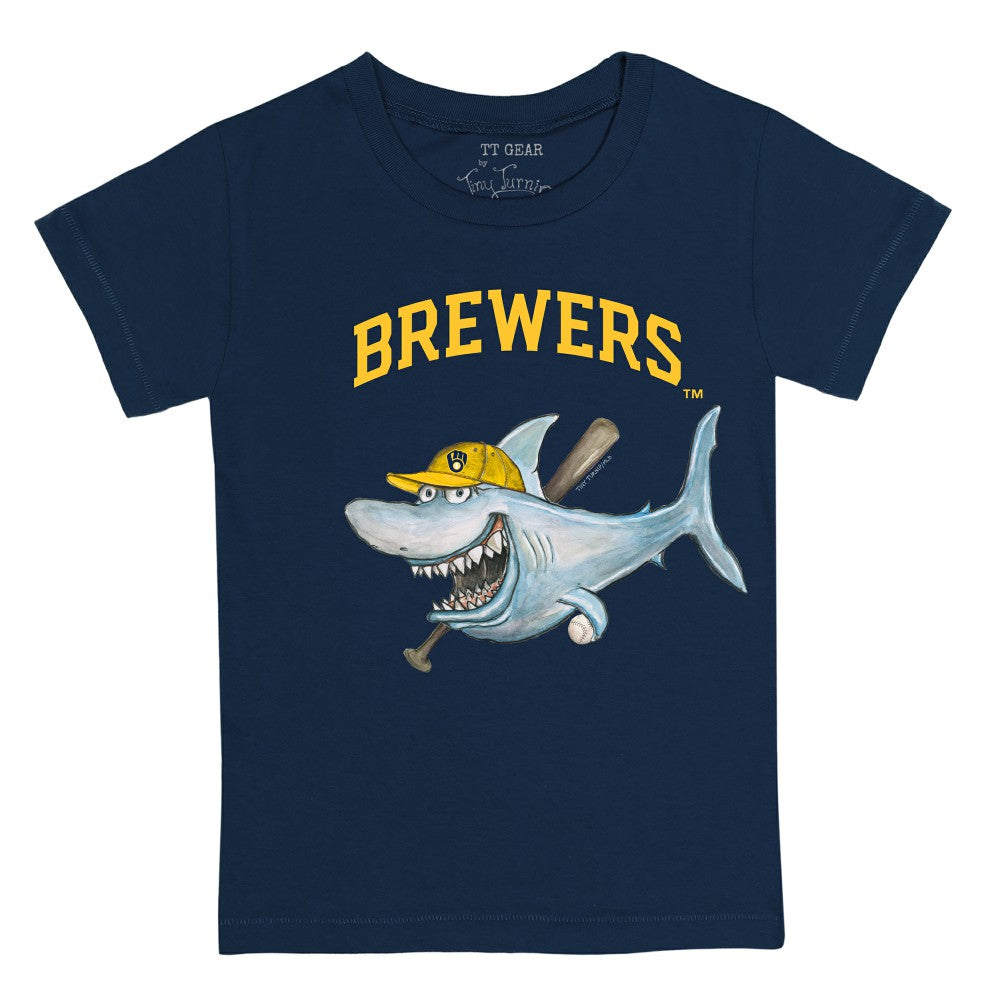 Milwaukee Brewers Tiny Turnip Youth Shark T-Shirt Navy