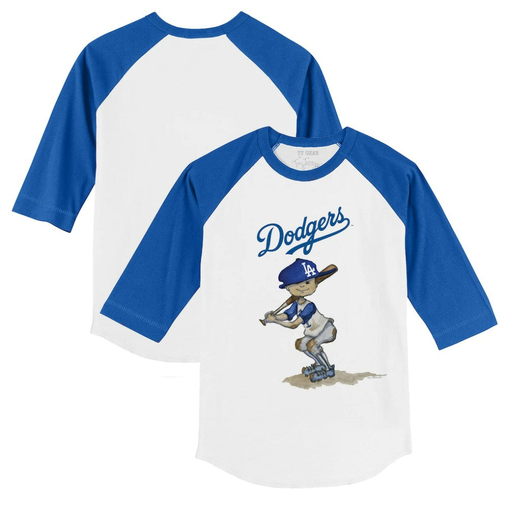 Los Angeles Dodgers Tiny Turnip Youth Slugger 3/4-Sleeve Raglan T-Shirt White/Royal