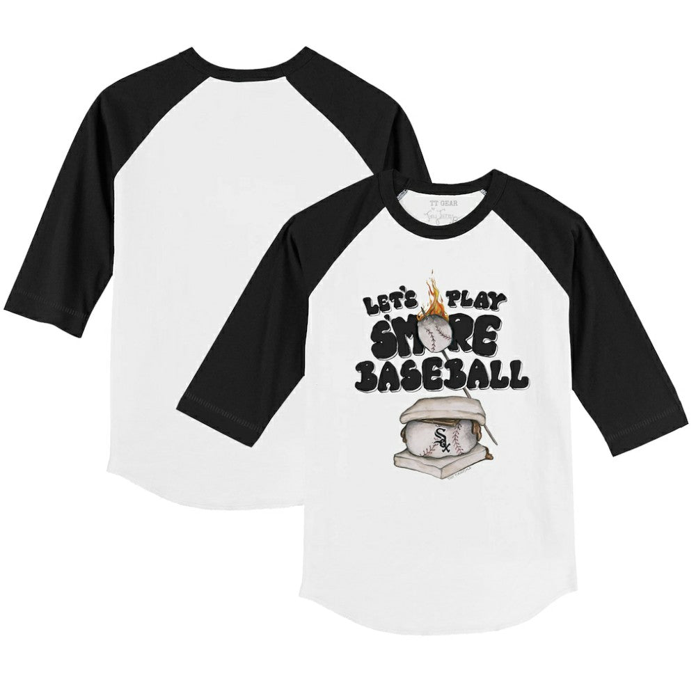 Chicago White Sox Tiny Turnip Youth Smores 3/4-Sleeve Raglan T-Shirt White/Black