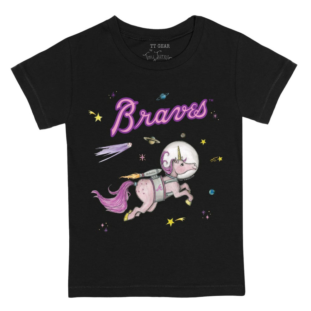 Atlanta Braves Tiny Turnip Youth Space Unicorn T-Shirt Black