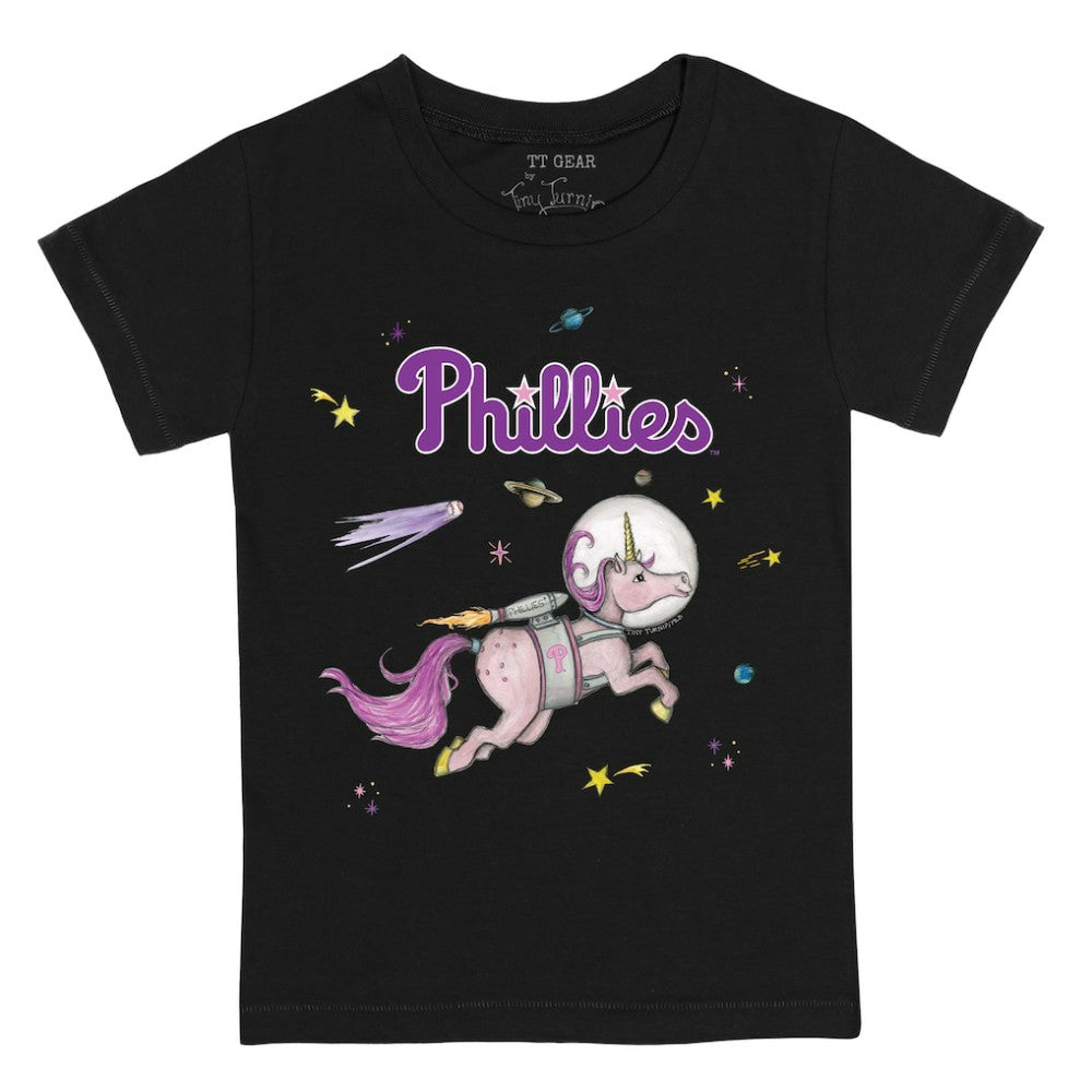 Philadelphia Phillies Tiny Turnip Youth Space Unicorn T-Shirt Black