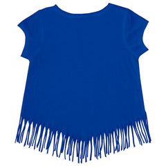 Chicago Cubs Tiny Turnip Girls Youth Stacked Fringe T-Shirt Royal