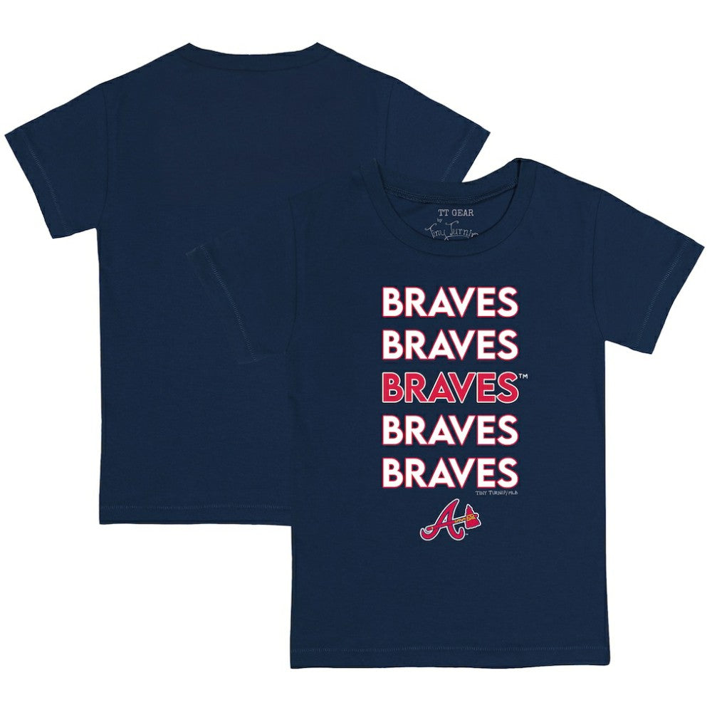 Atlanta Braves Tiny Turnip Youth Stacked T-Shirt Navy