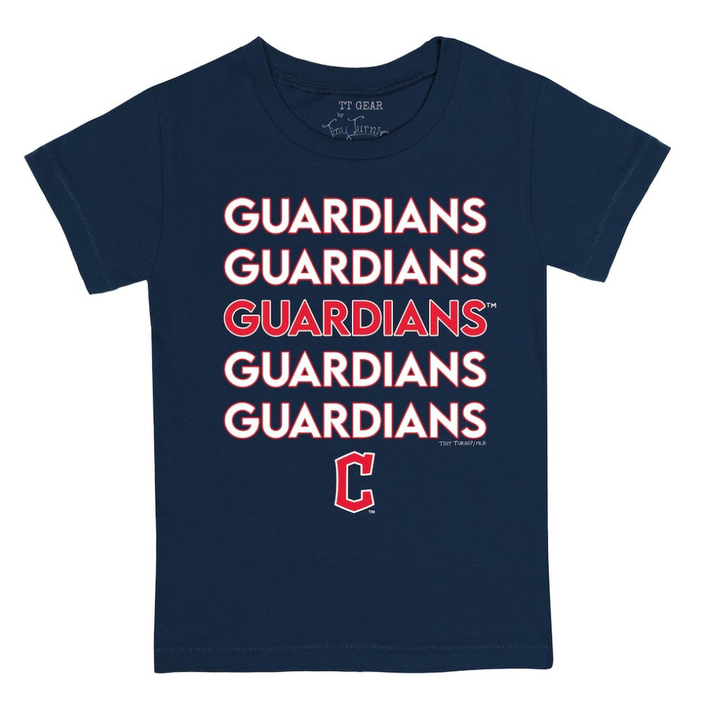 Cleveland Guardians Tiny Turnip Youth Stacked T-Shirt Navy