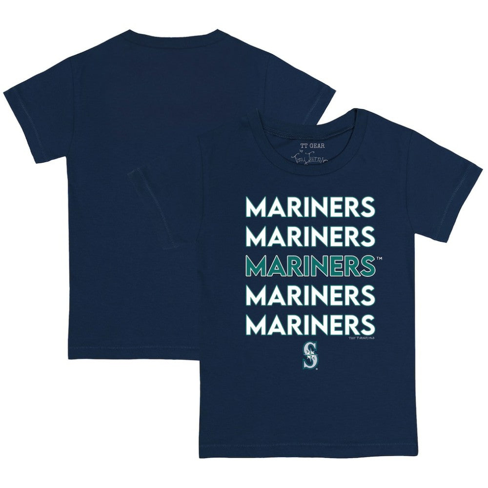 Seattle Mariners Tiny Turnip Youth Stacked T-Shirt Navy