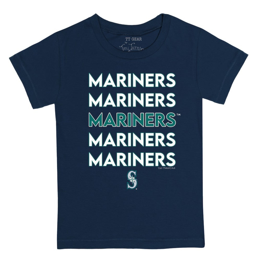Seattle Mariners Tiny Turnip Youth Stacked T-Shirt Navy
