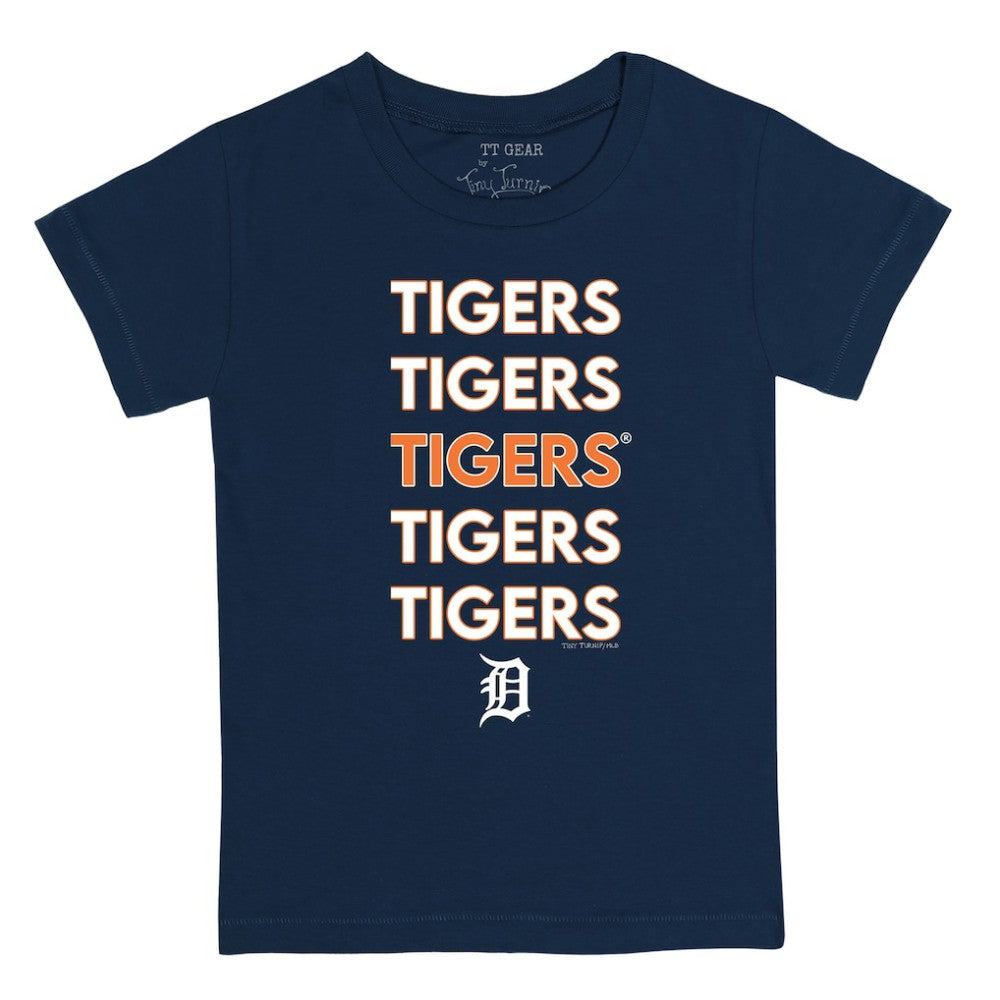 Detroit Tigers Tiny Turnip Youth Stacked T-Shirt Navy
