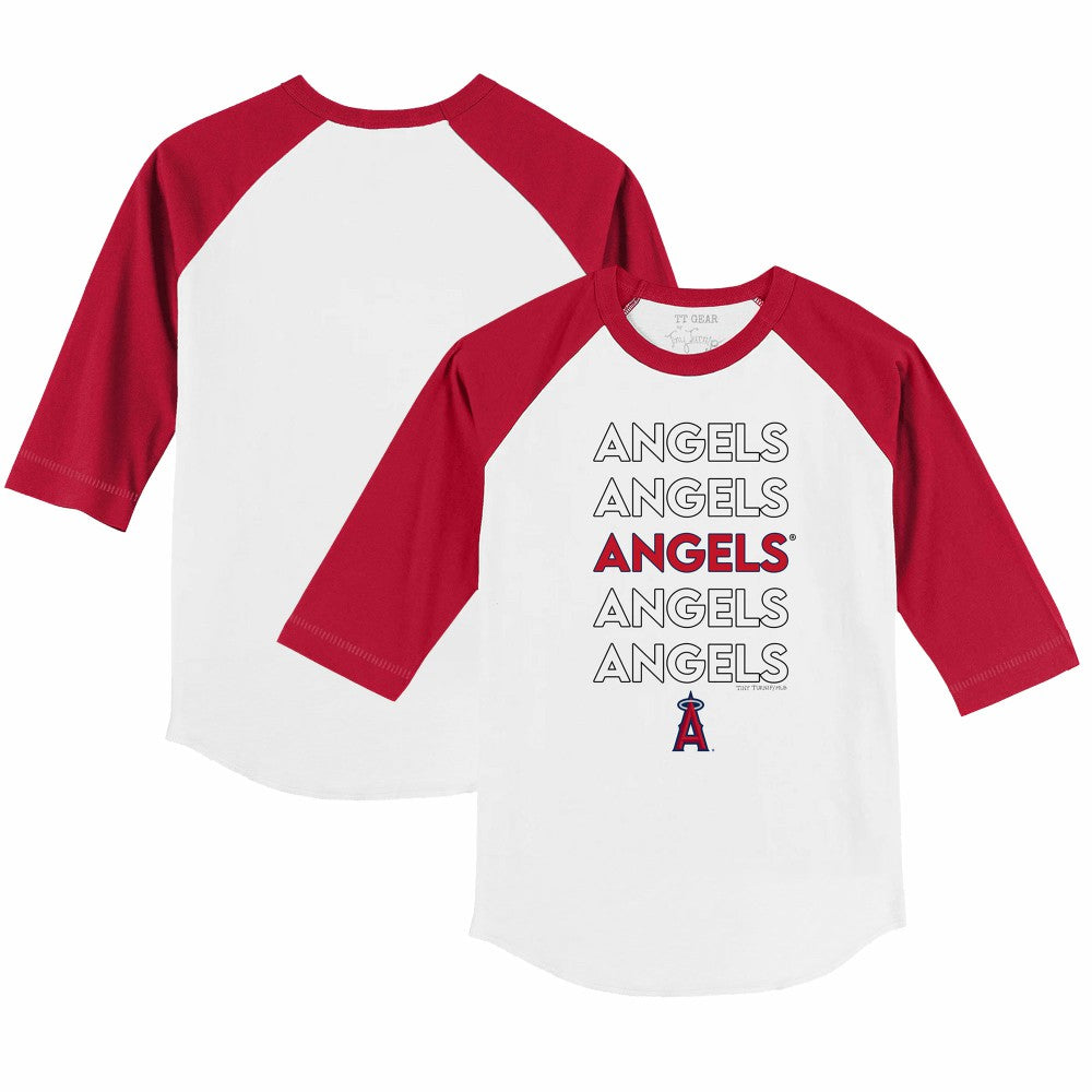 Los Angeles Angels Tiny Turnip Youth Stacked 3/4-Sleeve Raglan T-Shirt White/Red