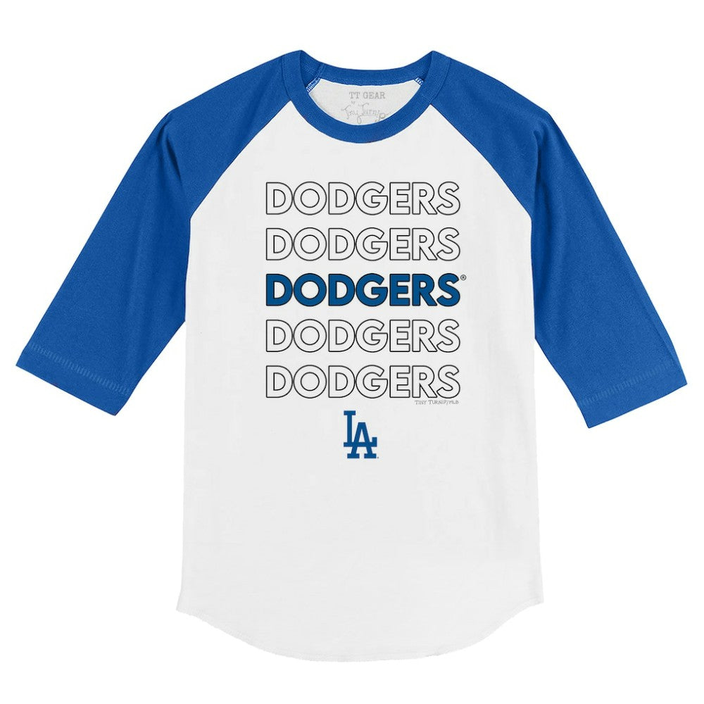 Los Angeles Dodgers Tiny Turnip Youth Stacked 3/4-Sleeve Raglan T-Shirt White/Royal