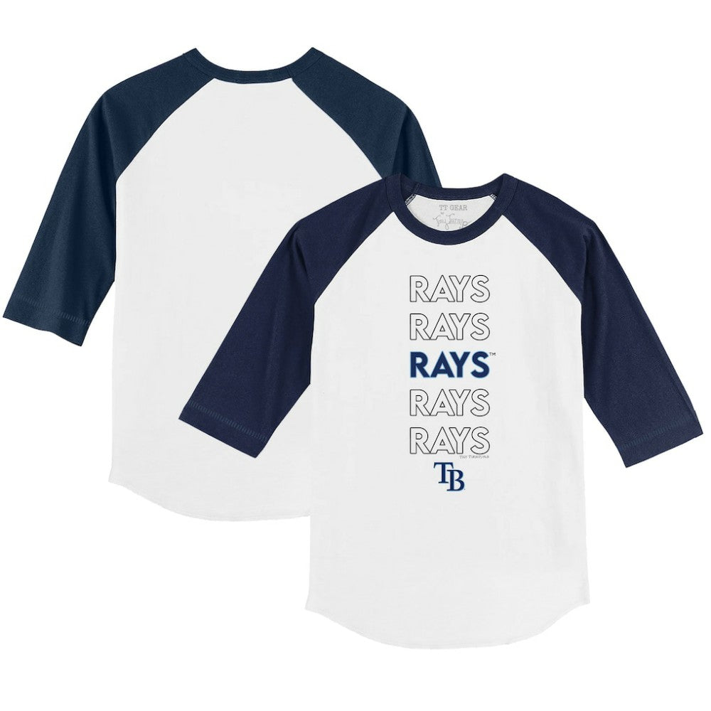 Tampa Bay Rays Tiny Turnip Youth Stacked 3/4-Sleeve Raglan T-Shirt White/Navy