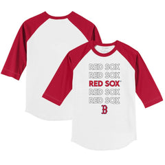Boston Red Sox Tiny Turnip Youth Stacked 3/4-Sleeve Raglan T-Shirt White/Red