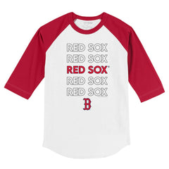 Boston Red Sox Tiny Turnip Youth Stacked 3/4-Sleeve Raglan T-Shirt White/Red