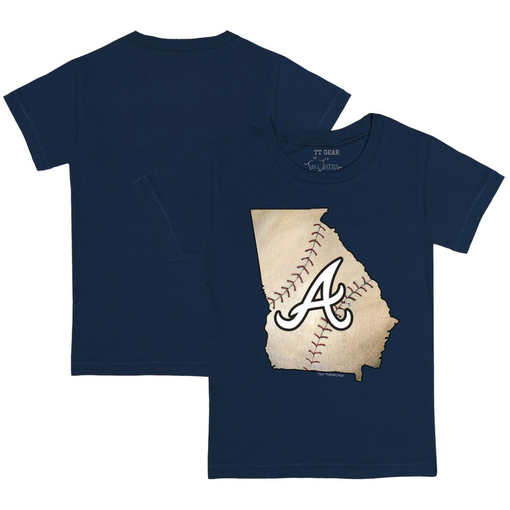 Atlanta Braves Tiny Turnip Youth State Outline T-Shirt Navy