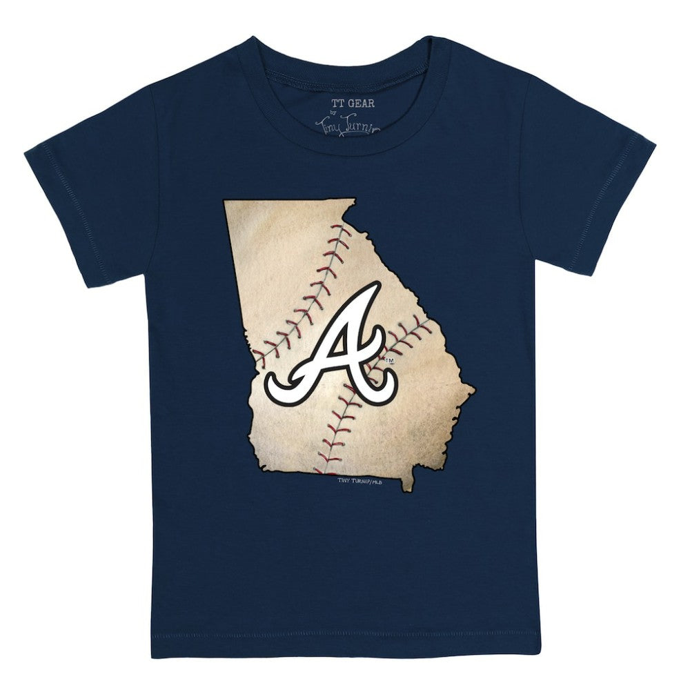 Atlanta Braves Tiny Turnip Youth State Outline T-Shirt Navy