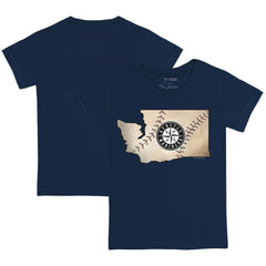 Seattle Mariners Tiny Turnip Youth State Outline T-Shirt Navy