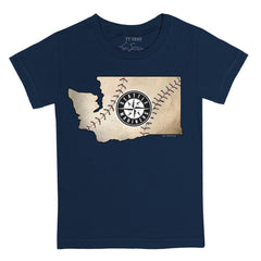 Seattle Mariners Tiny Turnip Youth State Outline T-Shirt Navy