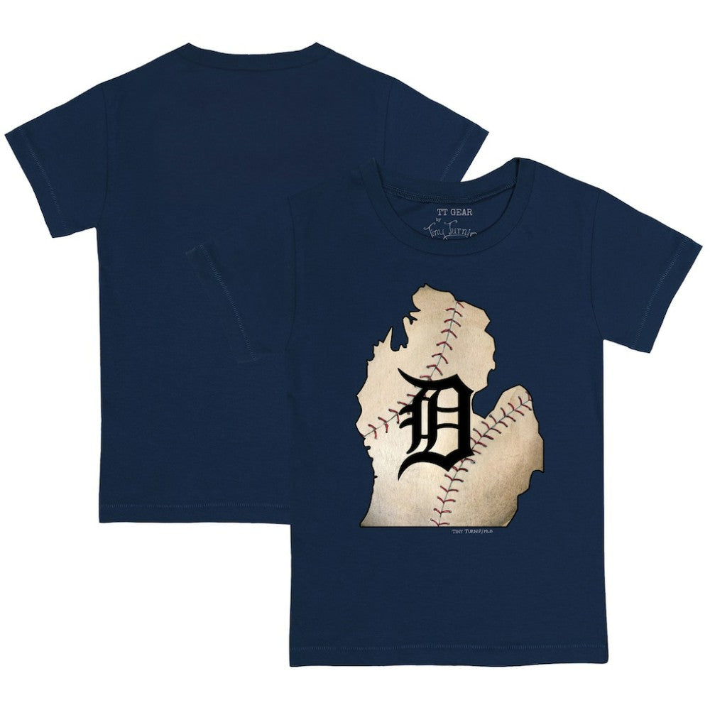 Detroit Tigers Tiny Turnip Youth State Outline T-Shirt Navy