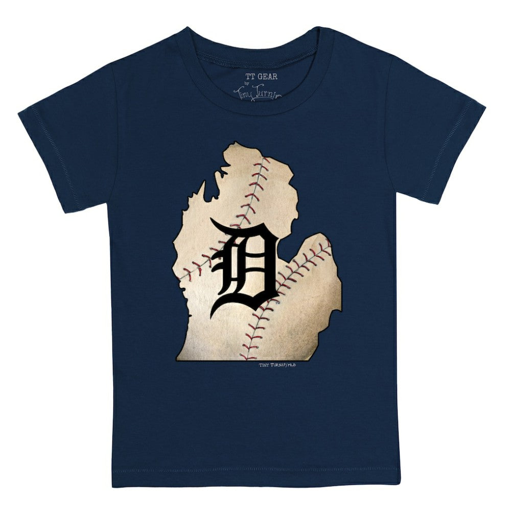 Detroit Tigers Tiny Turnip Youth State Outline T-Shirt Navy