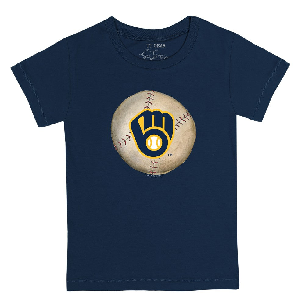 Milwaukee Brewers Tiny Turnip Youth Stitched Baseball T-Shirt Navy