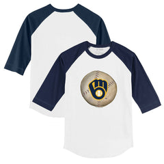 Milwaukee Brewers Tiny Turnip Youth Stitched Baseball 3/4-Sleeve Raglan T-Shirt White/Navy