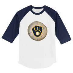 Milwaukee Brewers Tiny Turnip Youth Stitched Baseball 3/4-Sleeve Raglan T-Shirt White/Navy