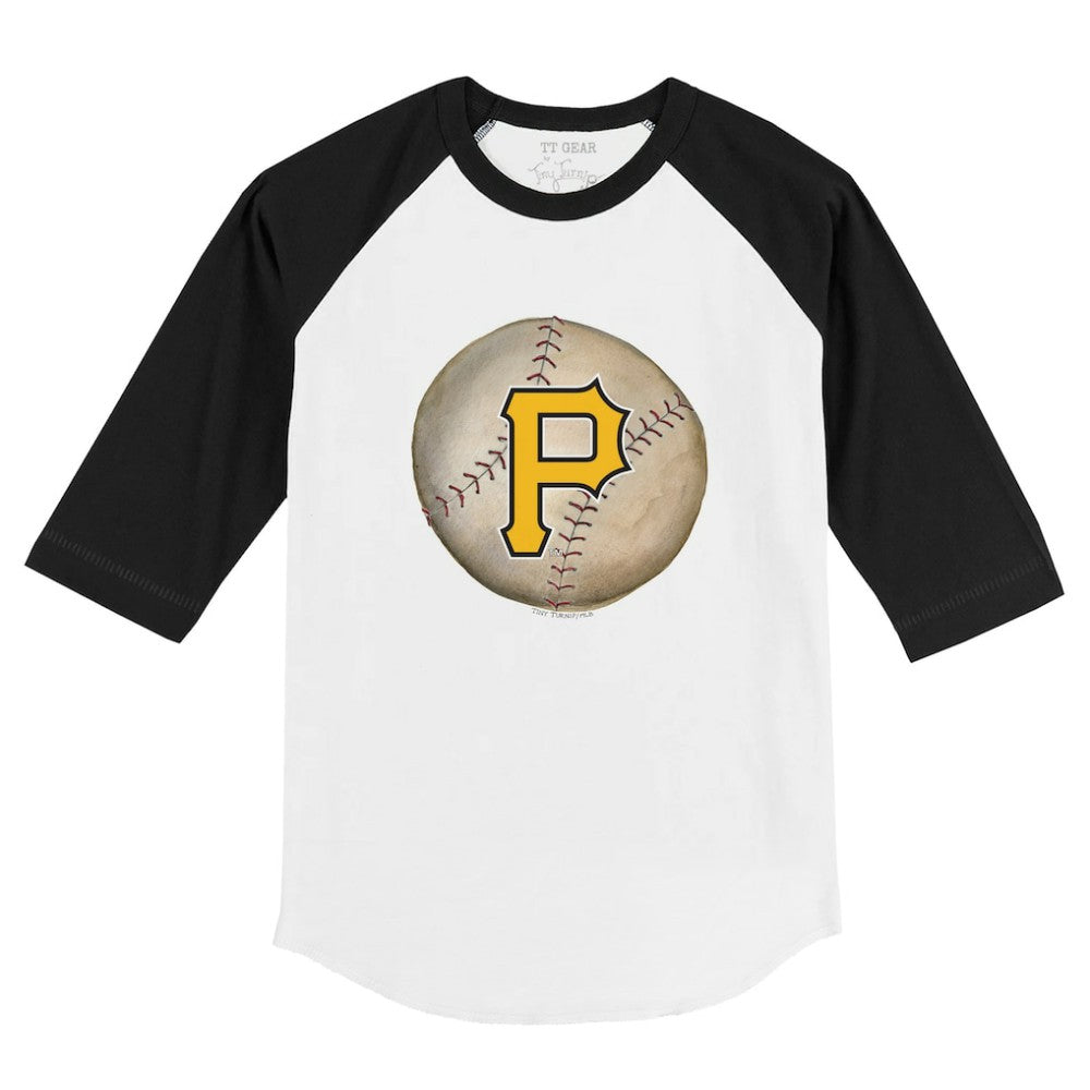 Pittsburgh Pirates Tiny Turnip Youth Stitched Baseball 3/4-Sleeve Raglan T-Shirt White/Black