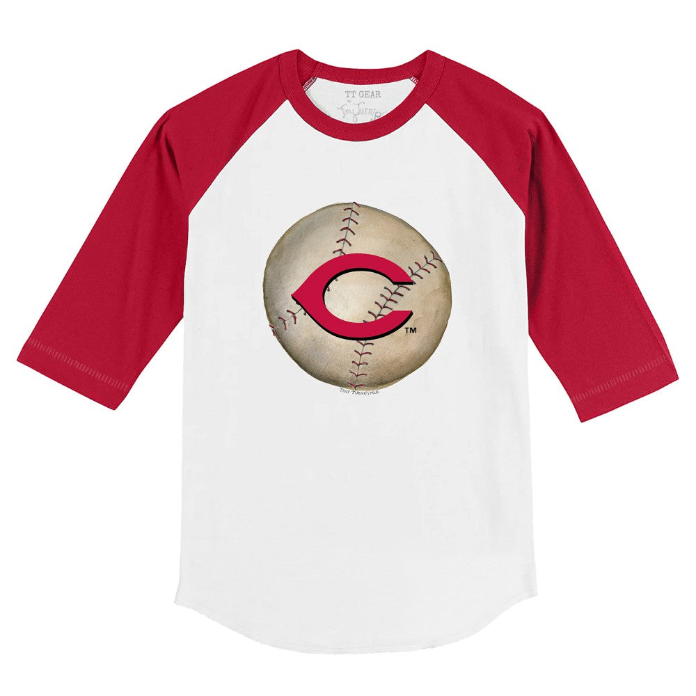 Cincinnati Reds Tiny Turnip Youth Stitched Baseball 3/4-Sleeve Raglan T-Shirt White/Red