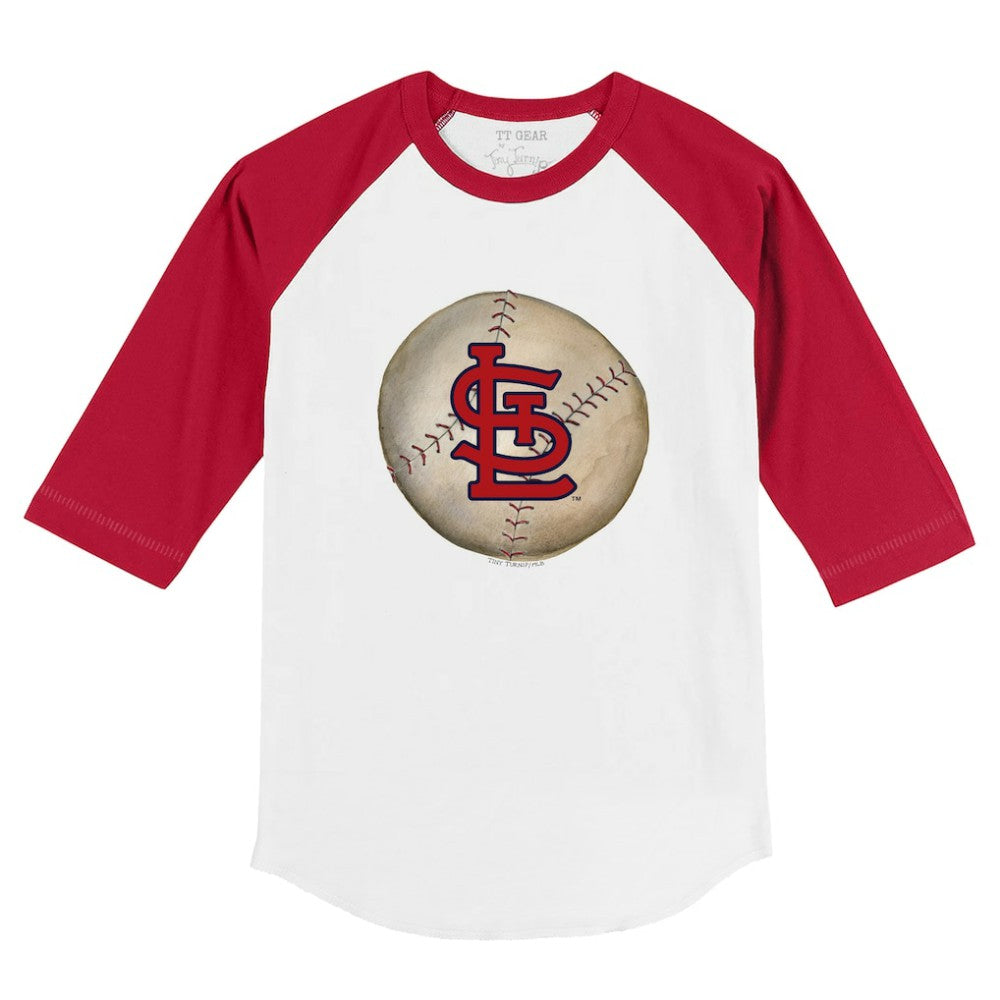 St. Louis Cardinals Tiny Turnip Youth Stitched Baseball 3/4-Sleeve Raglan T-Shirt White/Red
