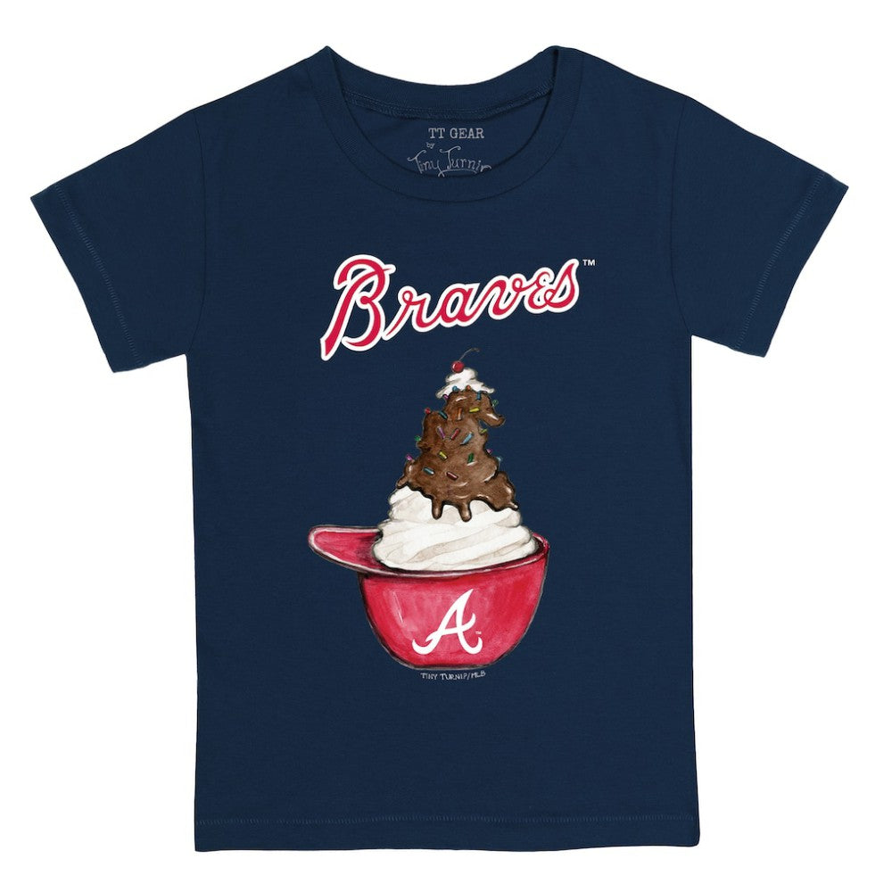 Atlanta Braves Tiny Turnip Youth Sundae Helmet T-Shirt Navy