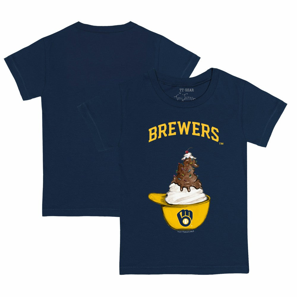 Milwaukee Brewers Tiny Turnip Youth Sundae Helmet T-Shirt Navy