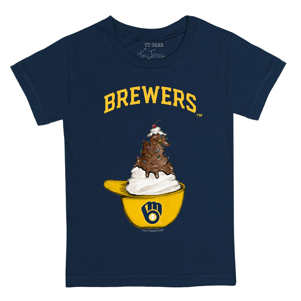 Milwaukee Brewers Tiny Turnip Youth Sundae Helmet T-Shirt Navy