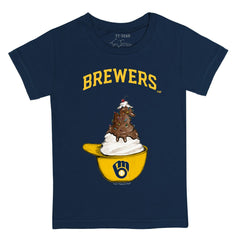 Milwaukee Brewers Tiny Turnip Youth Sundae Helmet T-Shirt Navy