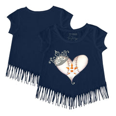 Houston Astros Tiny Turnip Girls Youth Tiara Heart Fringe T-Shirt Navy