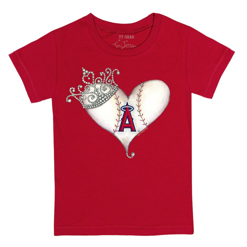 Los Angeles Angels Tiny Turnip Youth Tiara Heart T-Shirt Red