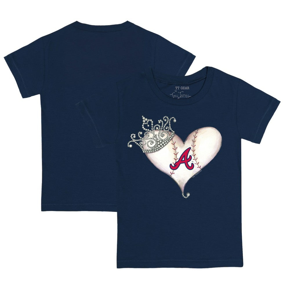 Atlanta Braves Tiny Turnip Youth Tiara Heart T-Shirt Navy