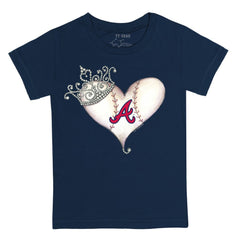 Atlanta Braves Tiny Turnip Youth Tiara Heart T-Shirt Navy