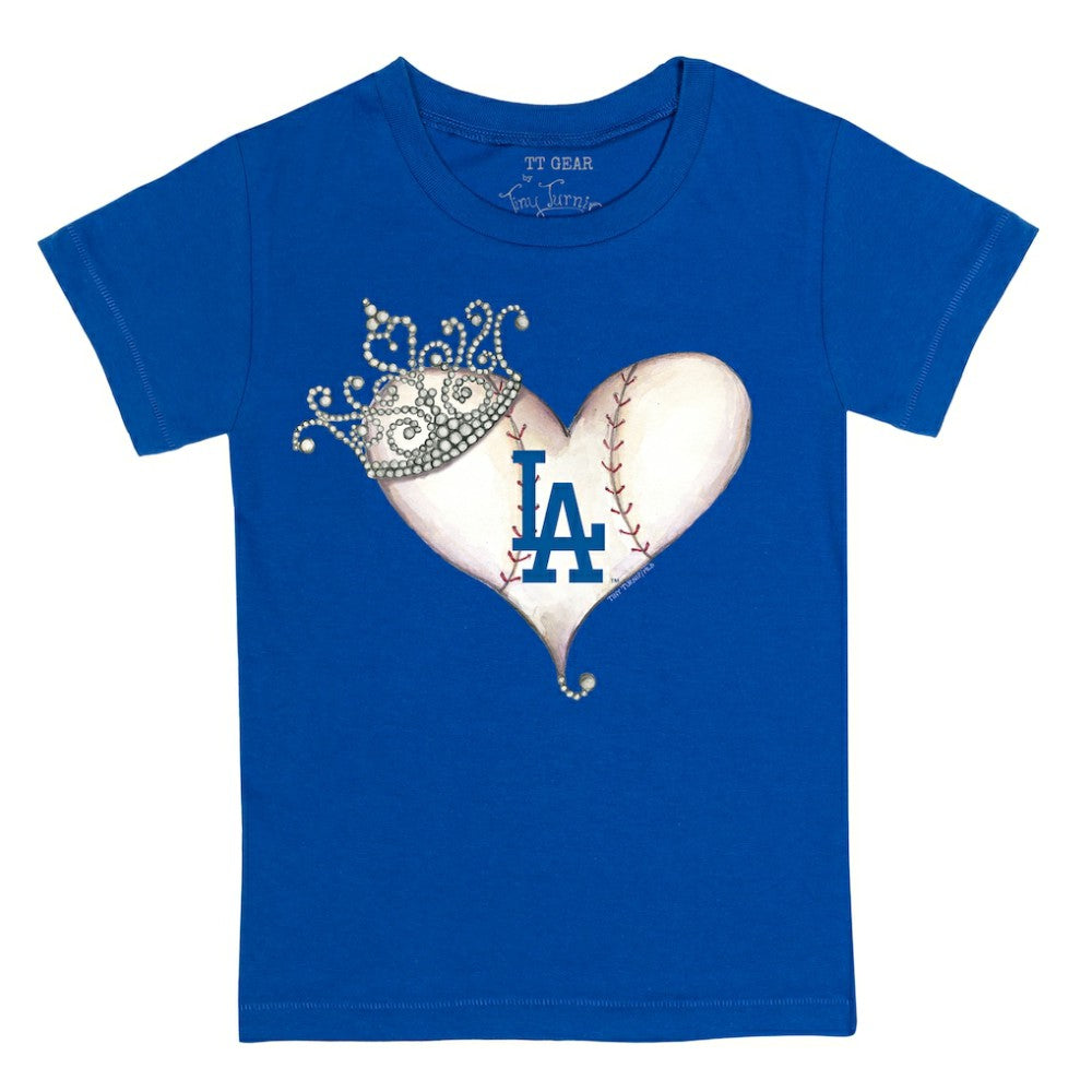 Los Angeles Dodgers Tiny Turnip Youth Tiara Heart T-Shirt Royal