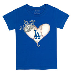 Los Angeles Dodgers Tiny Turnip Youth Tiara Heart T-Shirt Royal
