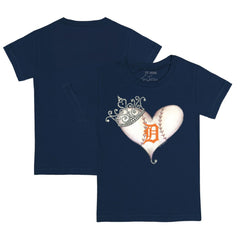 Detroit Tigers Tiny Turnip Youth Tiara Heart T-Shirt Navy