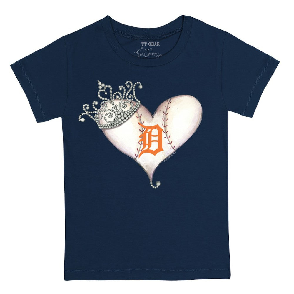 Detroit Tigers Tiny Turnip Youth Tiara Heart T-Shirt Navy