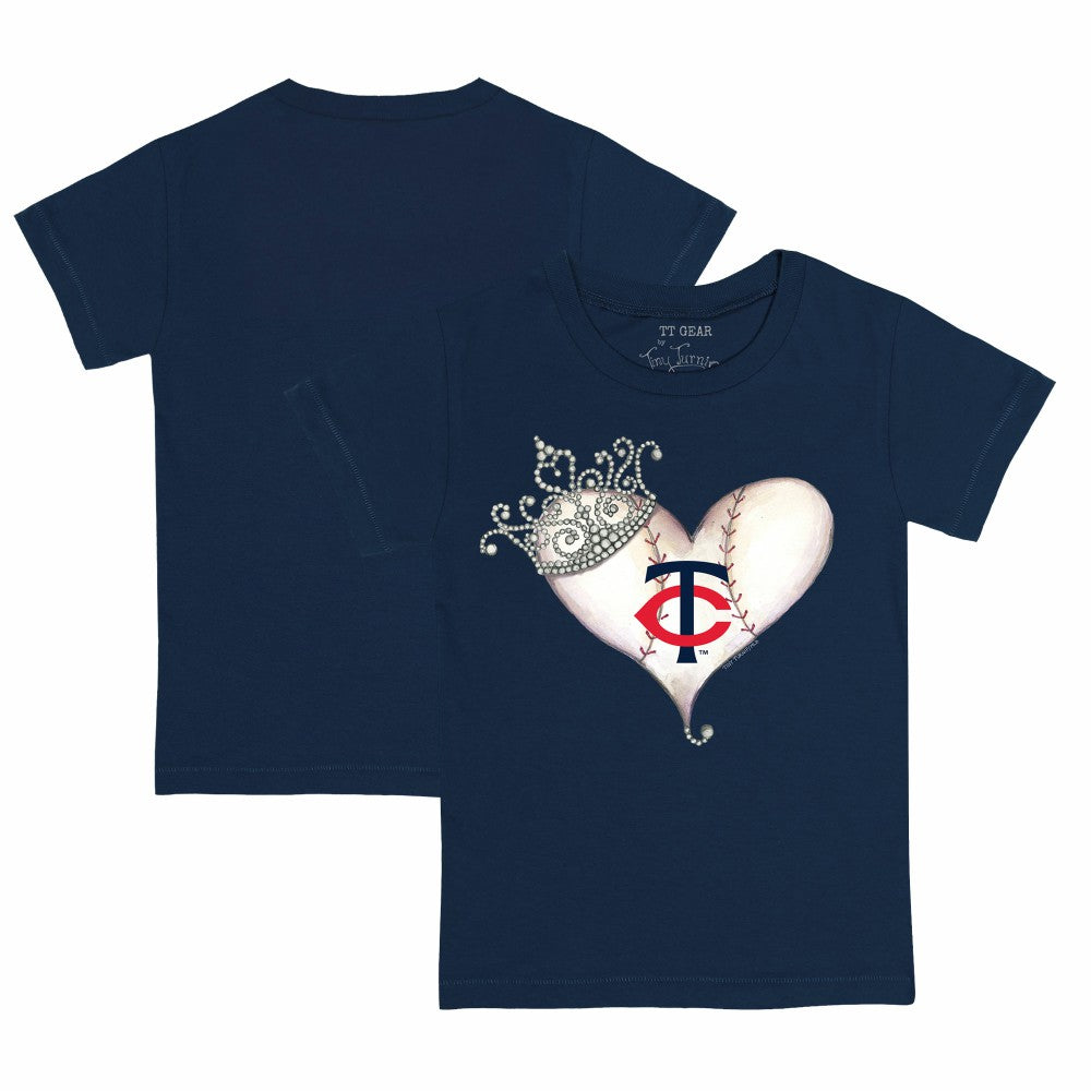 Minnesota Twins Tiny Turnip Youth Tiara Heart T-Shirt Navy