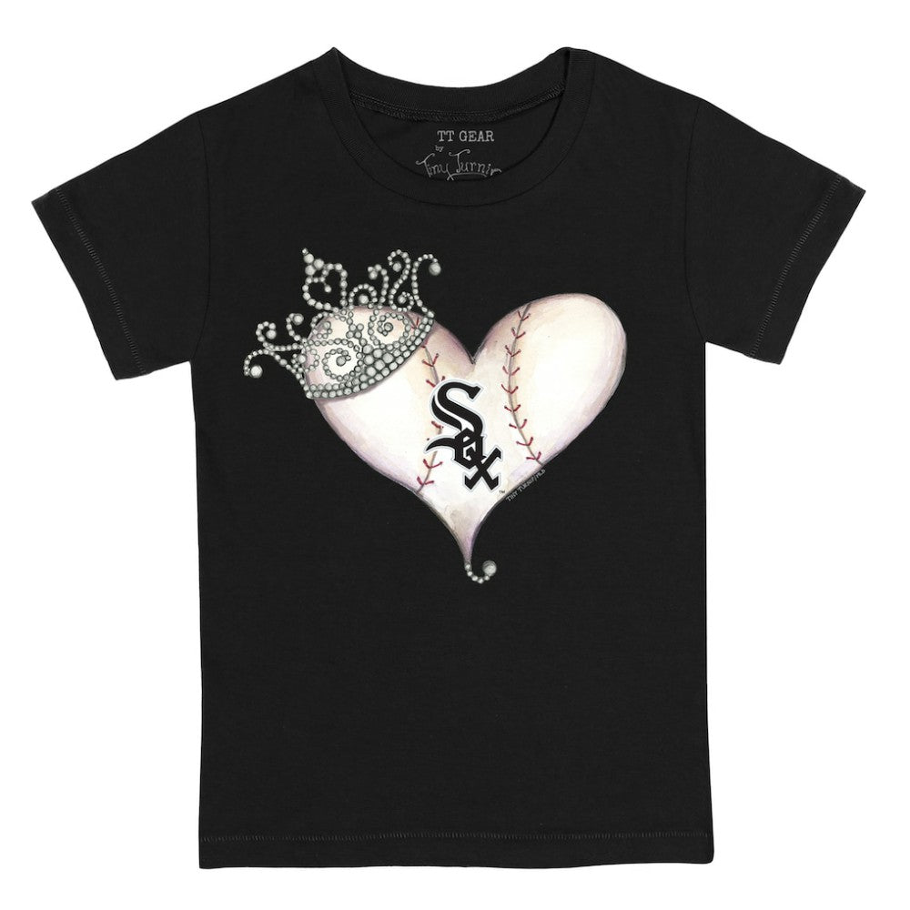Chicago White Sox Tiny Turnip Youth Tiara Heart T-Shirt Black