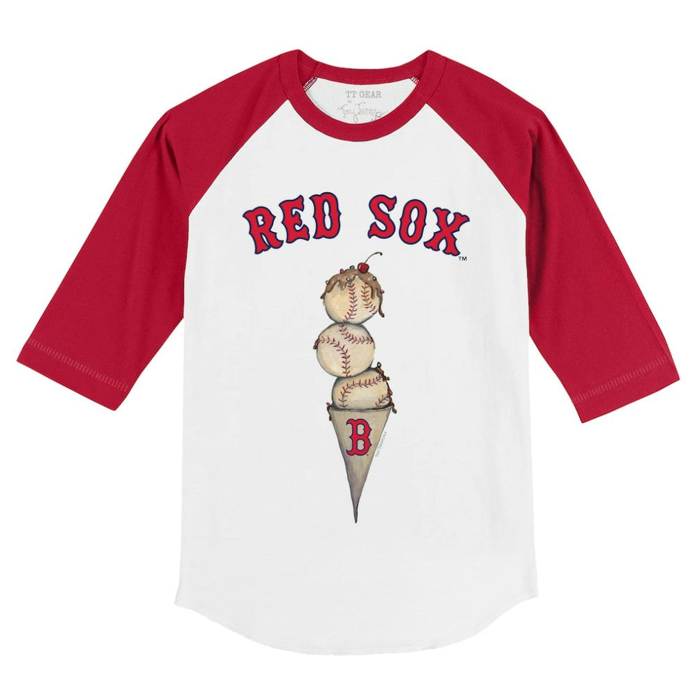 Boston Red Sox Tiny Turnip Youth Triple Scoop 3/4-Sleeve Raglan T-Shirt White/Red