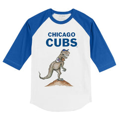 Chicago Cubs Tiny Turnip Youth TT Rex 3/4-Sleeve Raglan T-Shirt White/Royal