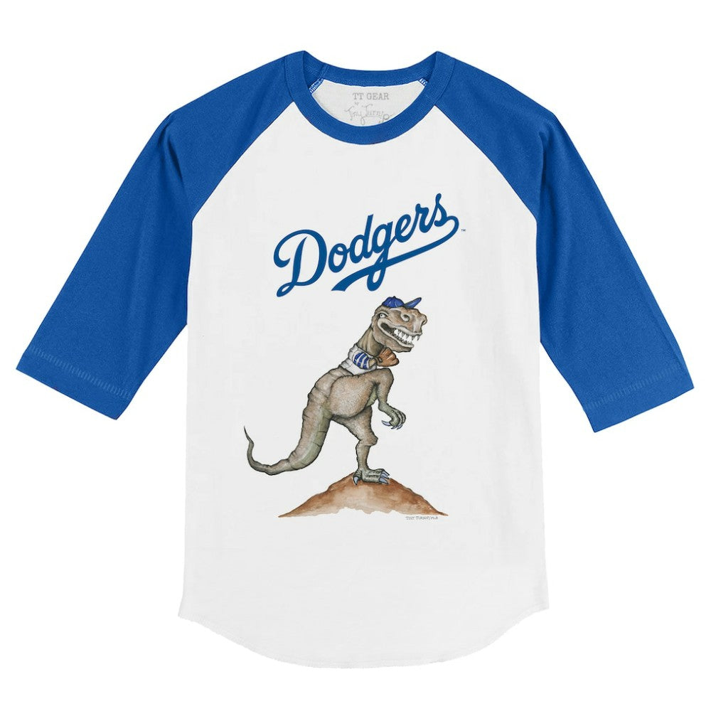 Los Angeles Dodgers Tiny Turnip Youth TT Rex 3/4-Sleeve Raglan T-Shirt White/Royal