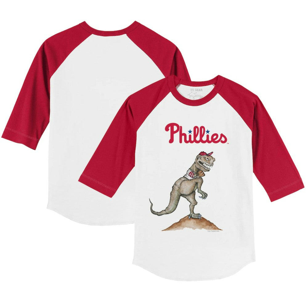 Philadelphia Phillies Tiny Turnip Youth TT Rex 3/4-Sleeve Raglan T-Shirt White/Red