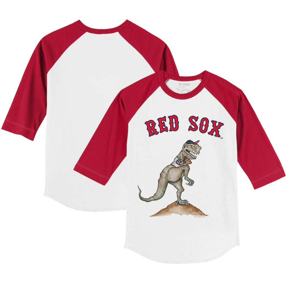 Boston Red Sox Tiny Turnip Youth TT Rex 3/4-Sleeve Raglan T-Shirt White/Red