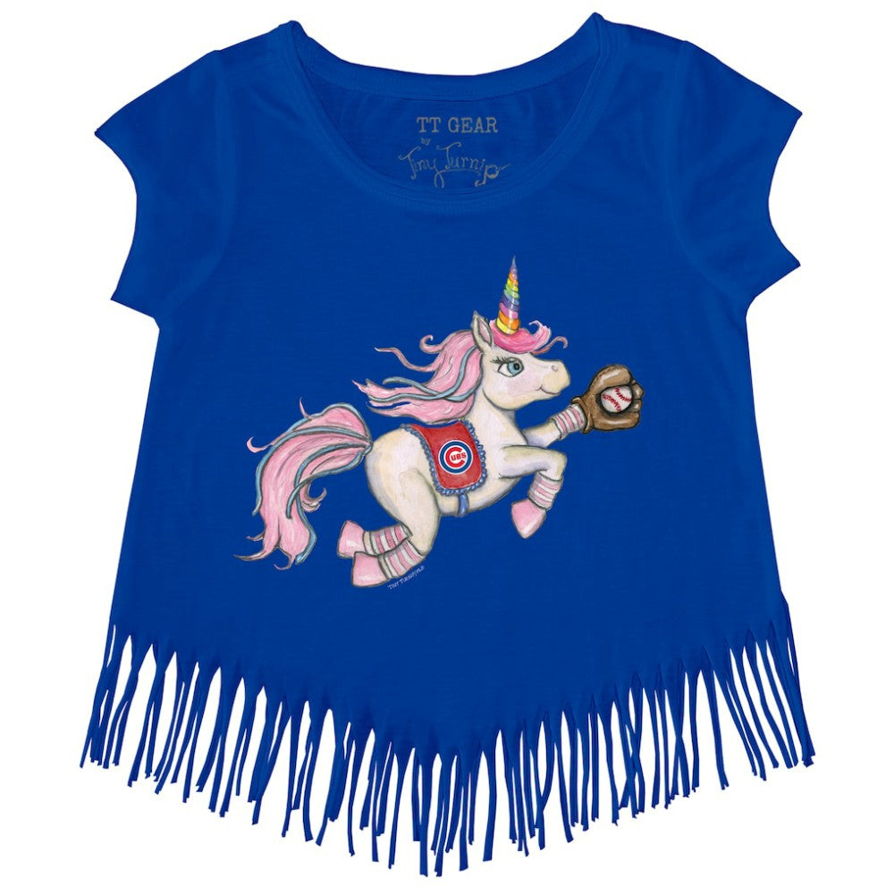 Chicago Cubs Tiny Turnip Girls Youth Unicorn Fringe T-Shirt Royal